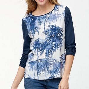 Tommy Bahama Mirage Palms Long Sleeve Silk Front Crewneck Shirt Size M